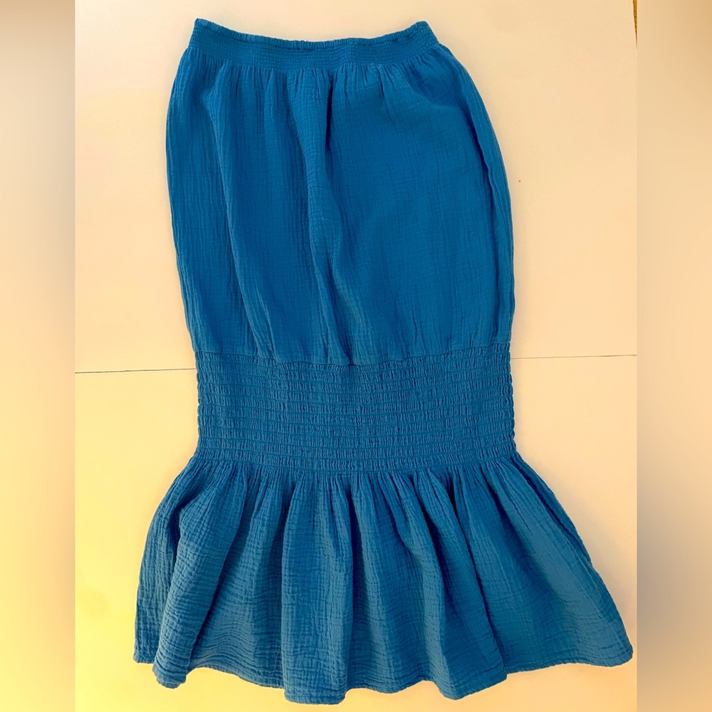 Bobi Blue Strapless Mini cotton Dress